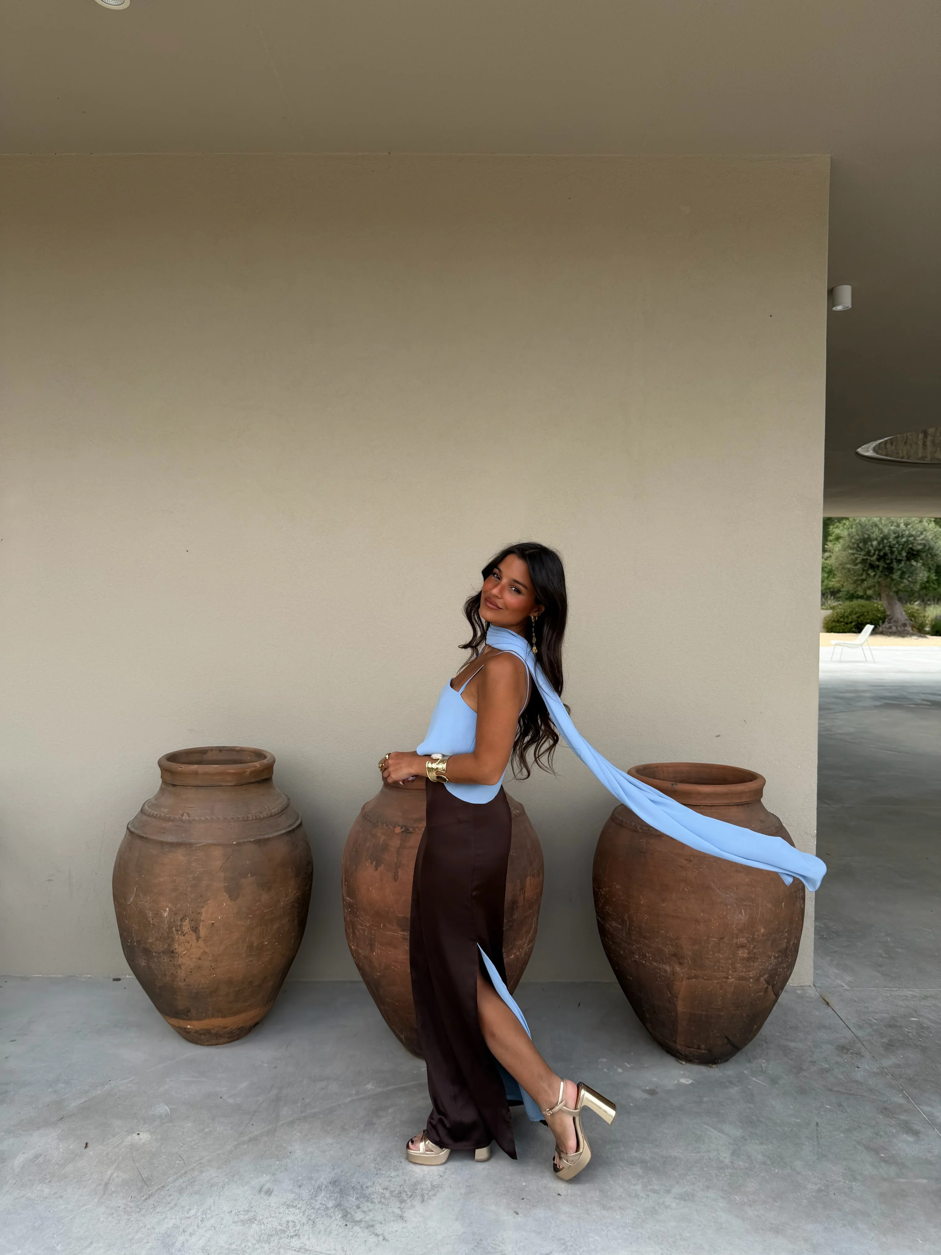 Joanna Dress In Brown and Blue - Image 2
