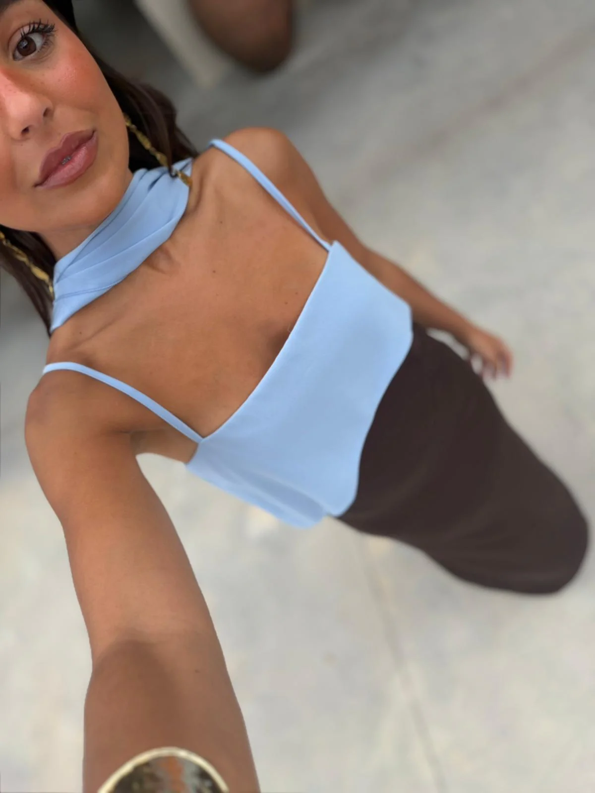 Joanna Dress In Brown and Blue - Image 3
