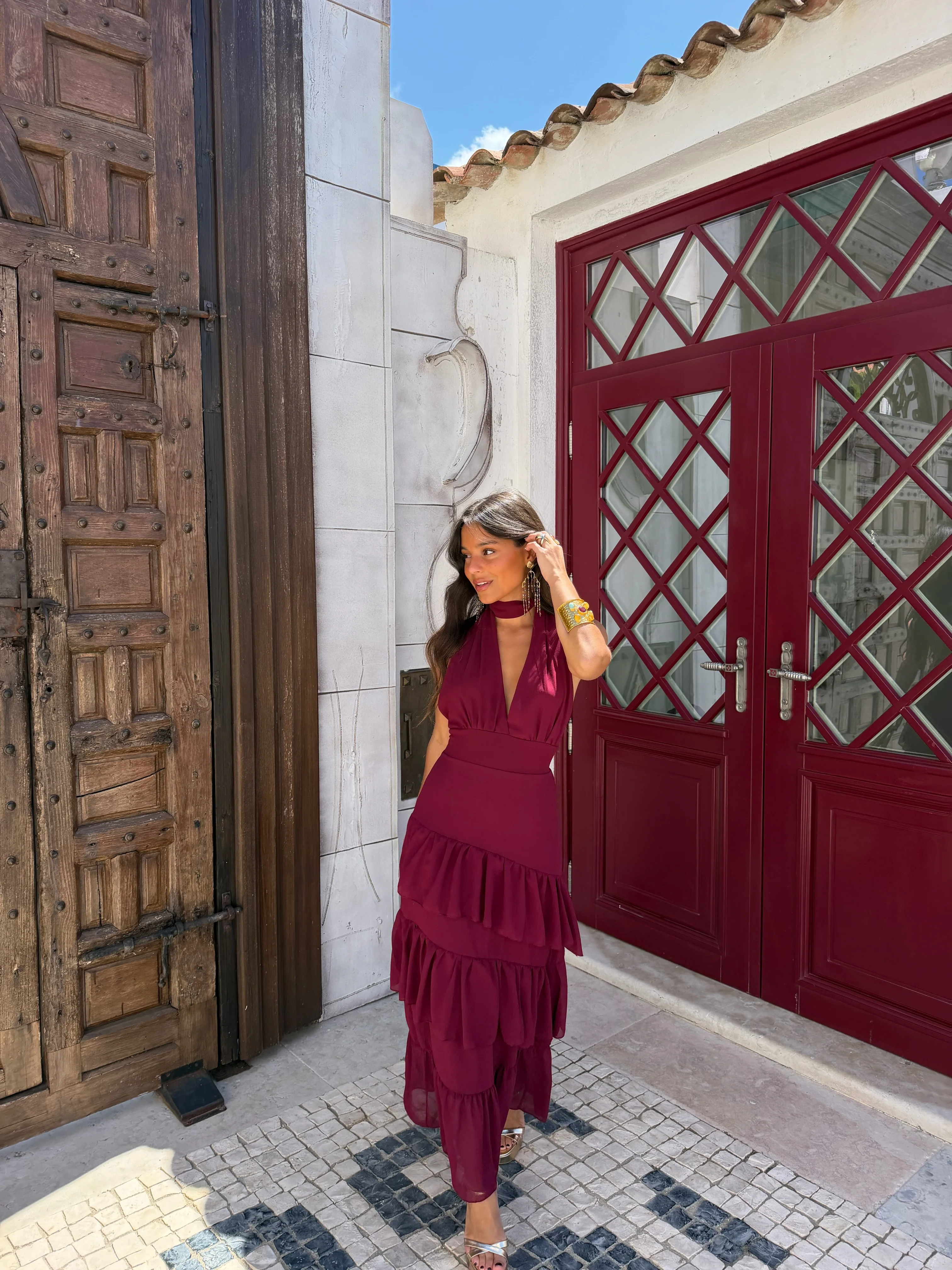 Manila Dress in Burgundy - Image 3