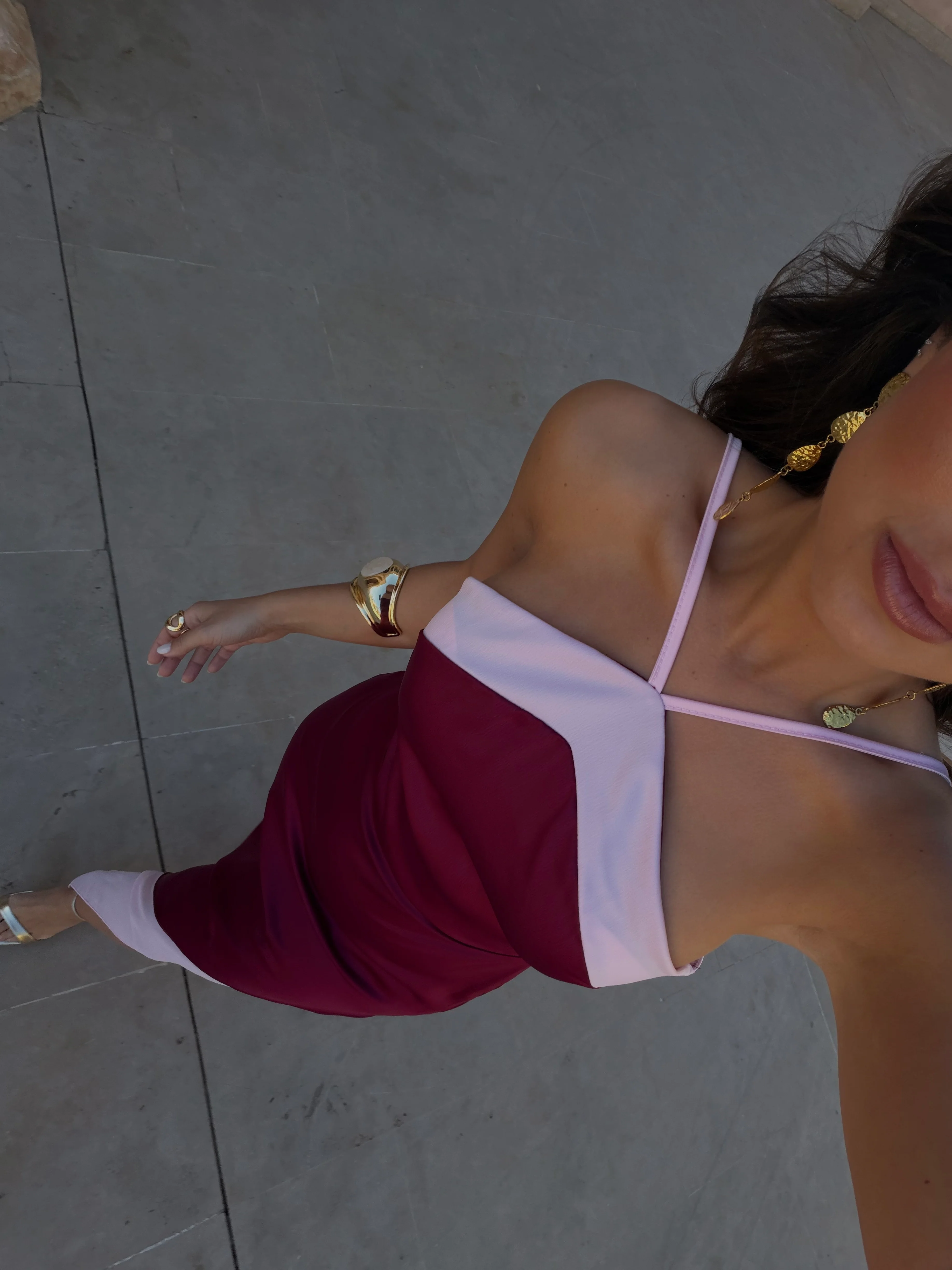 Oasis Dress in Burgundy - Image 3