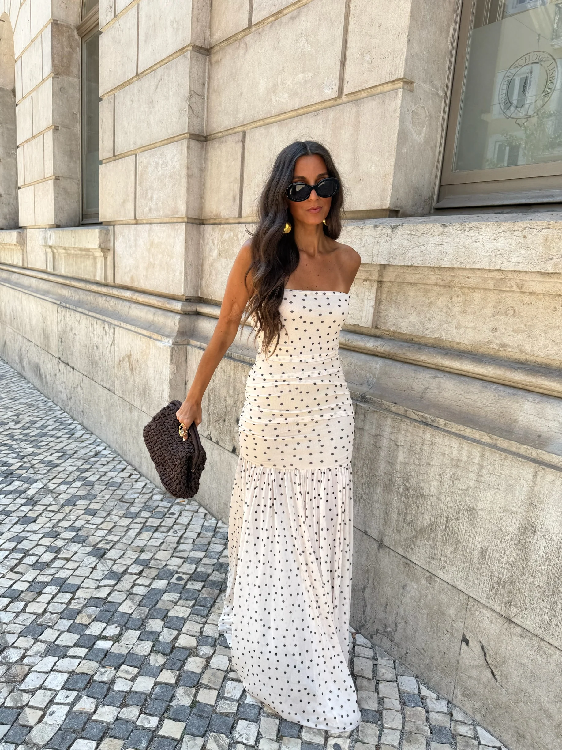 Polka Dot Dress in White - Image 4