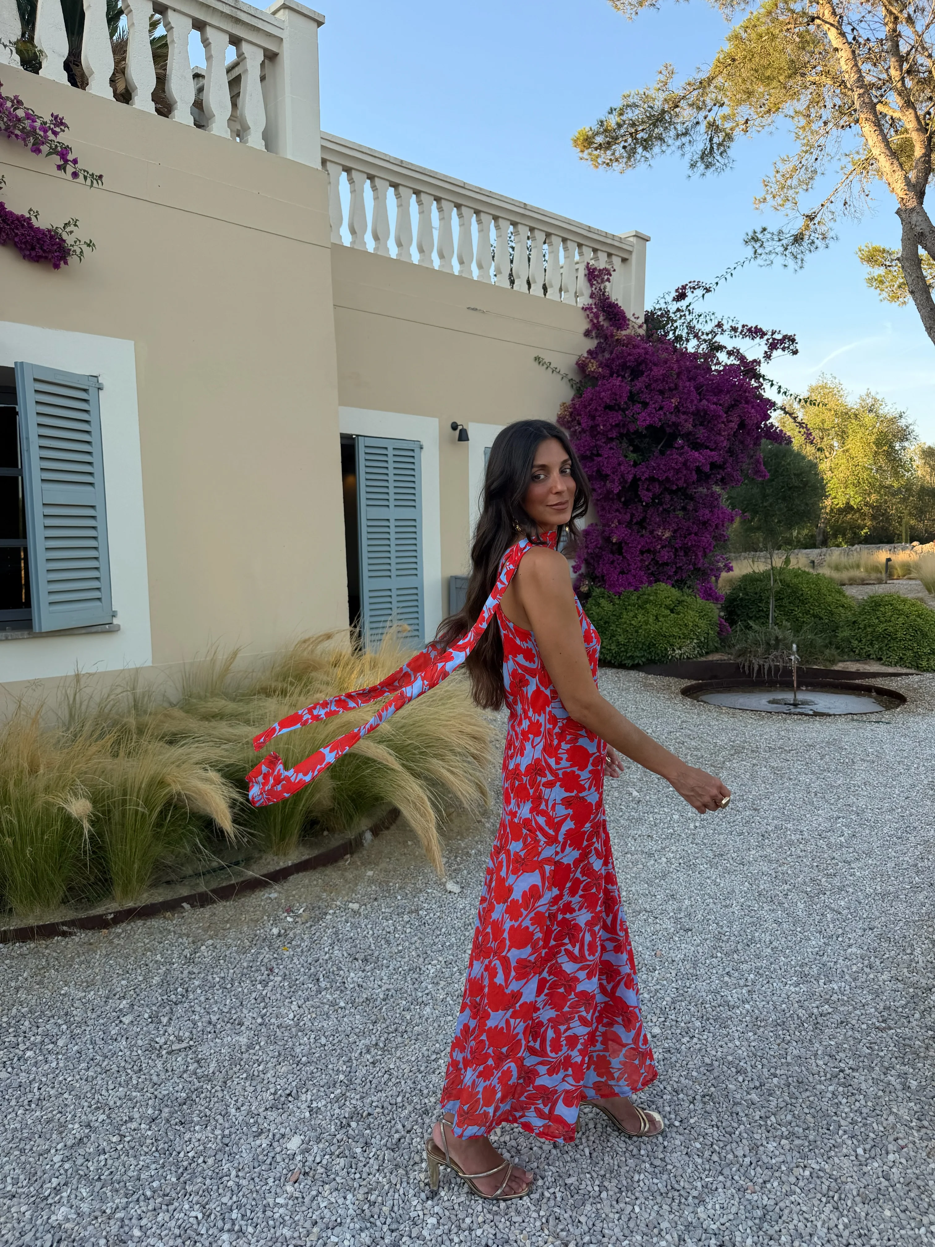 Siena Dress in Blue and Red - Image 2