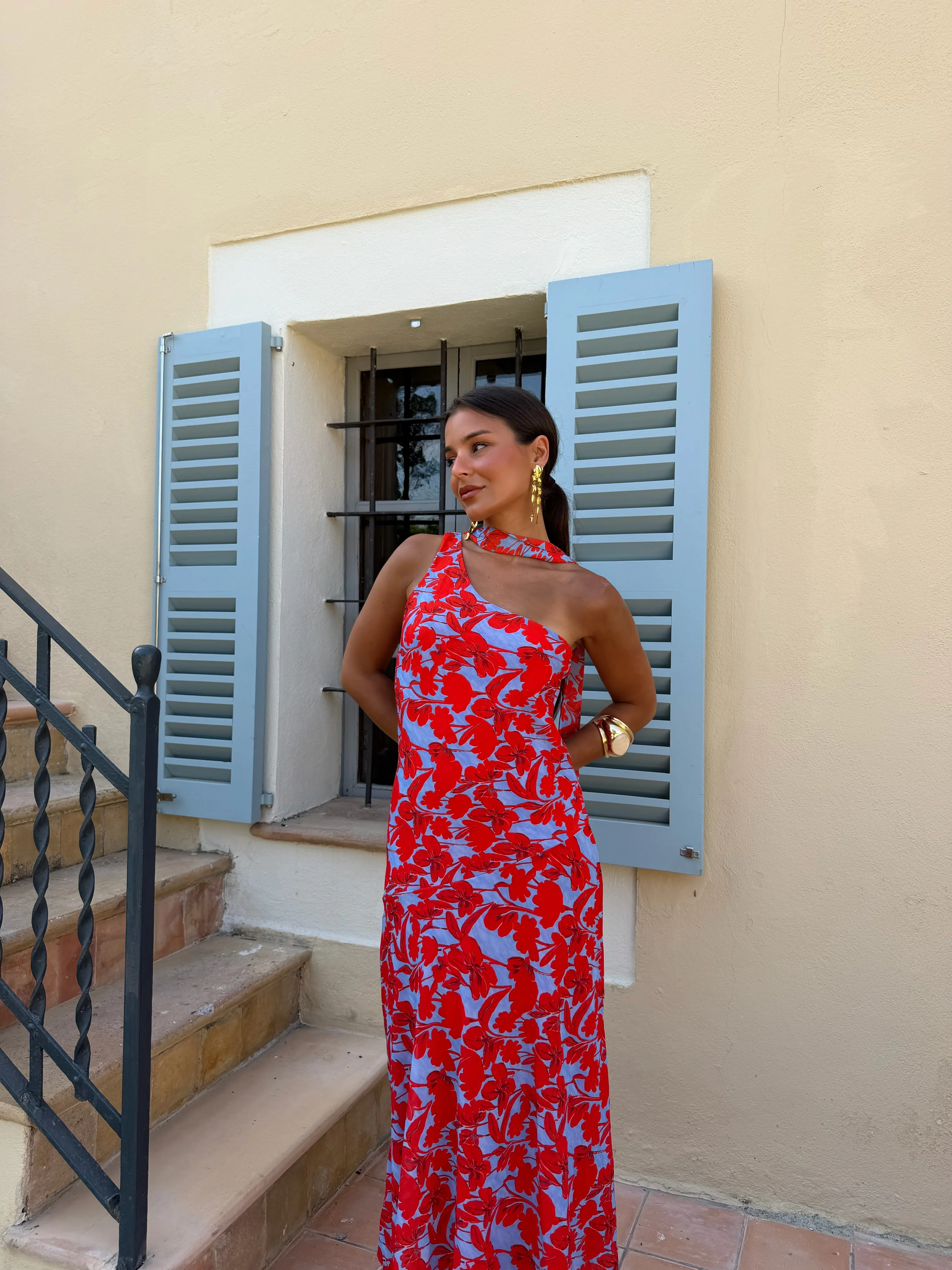 Siena Dress in Blue and Red - Image 5