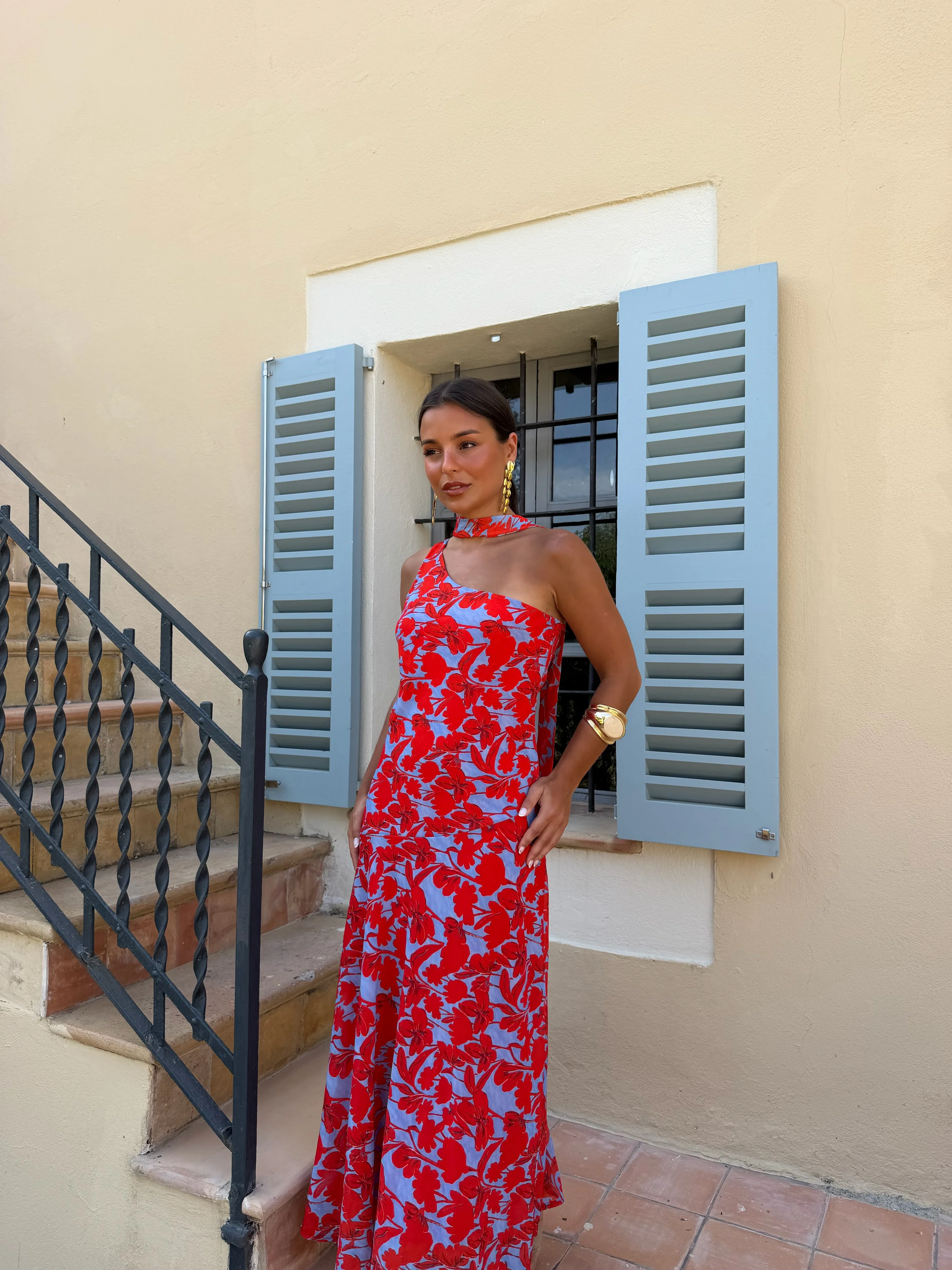 Siena Dress in Blue and Red - Image 7