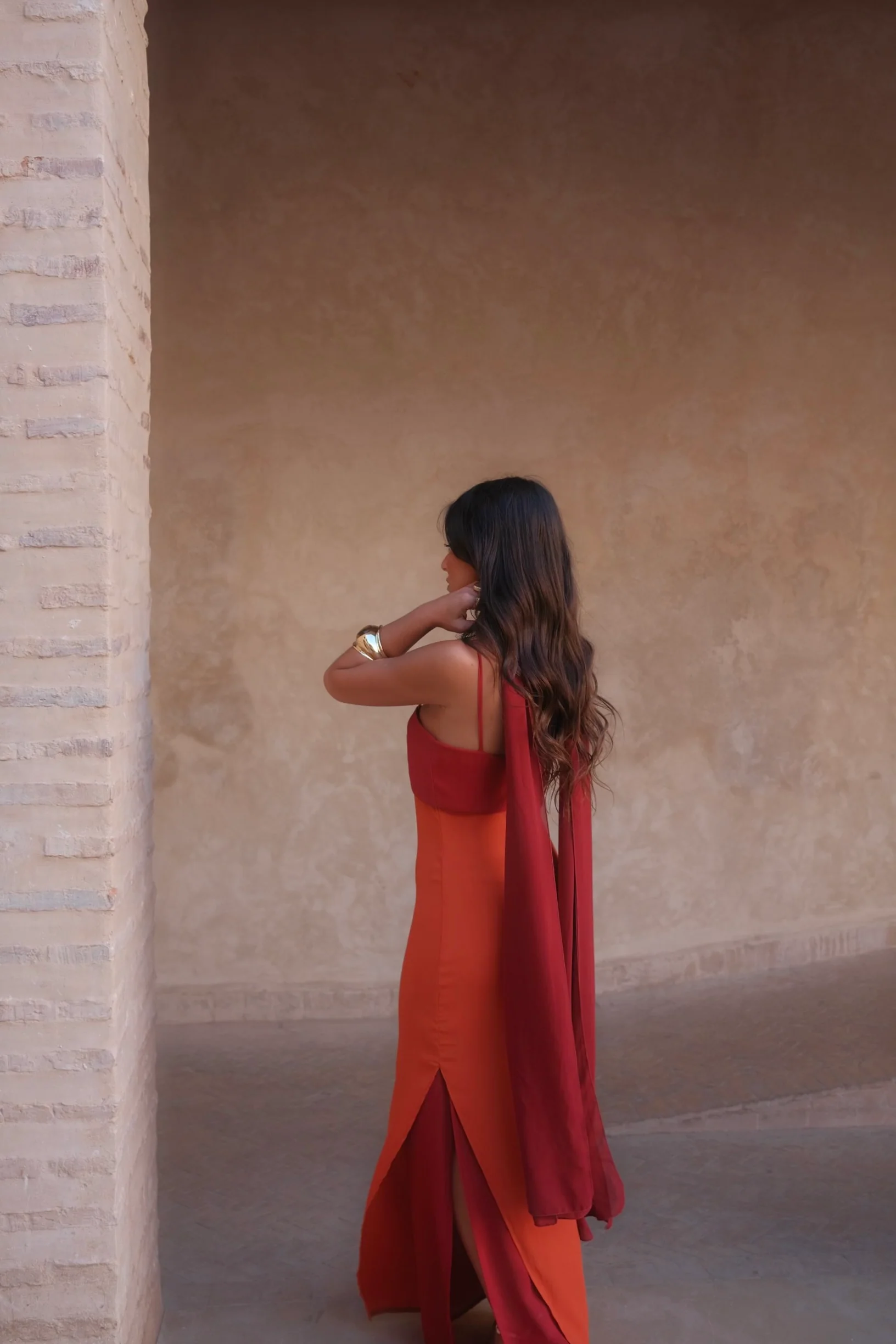 Zahara Dress in Orange and Red - Image 10