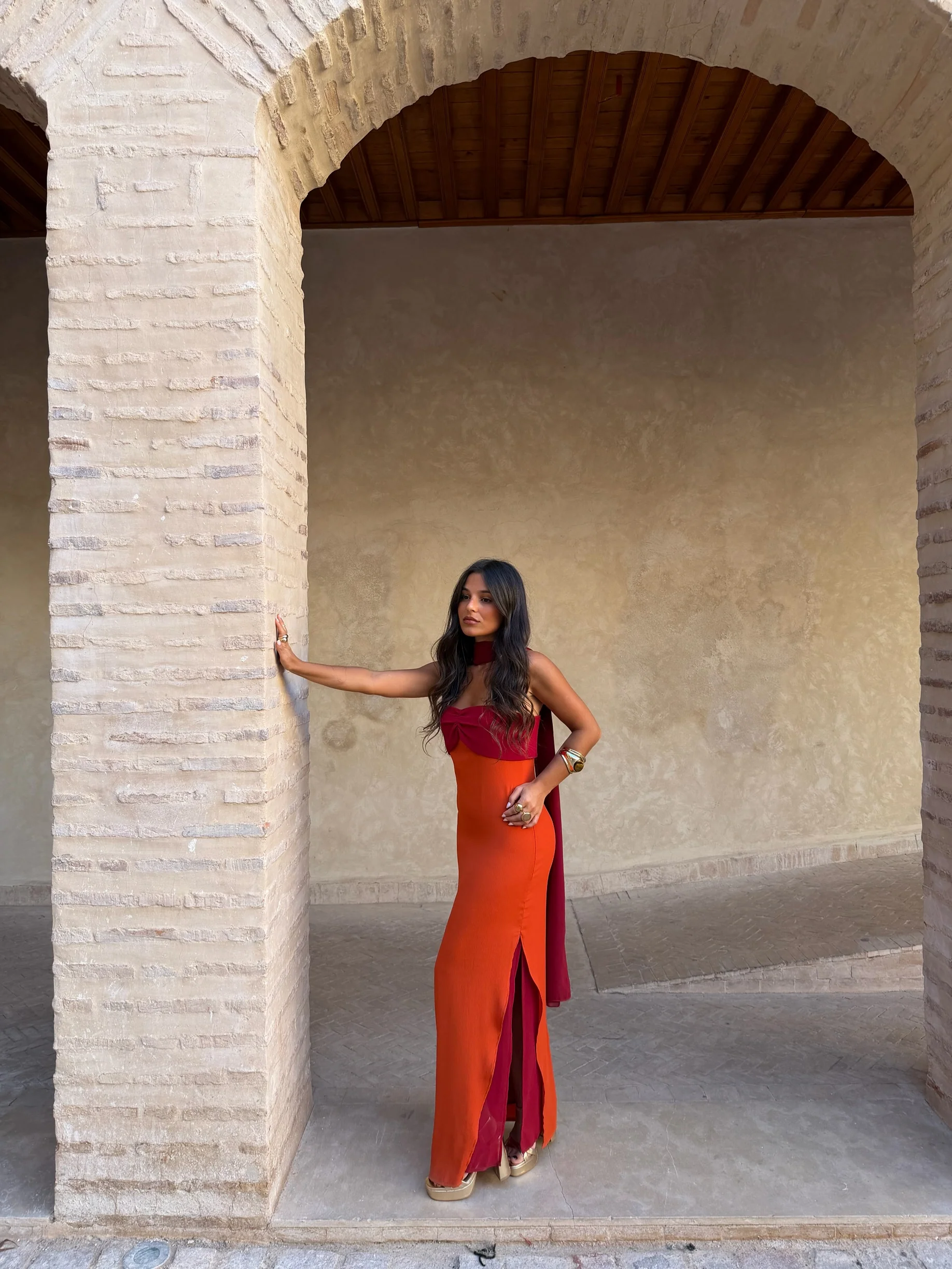 Zahara Dress in Orange and Red - Image 11