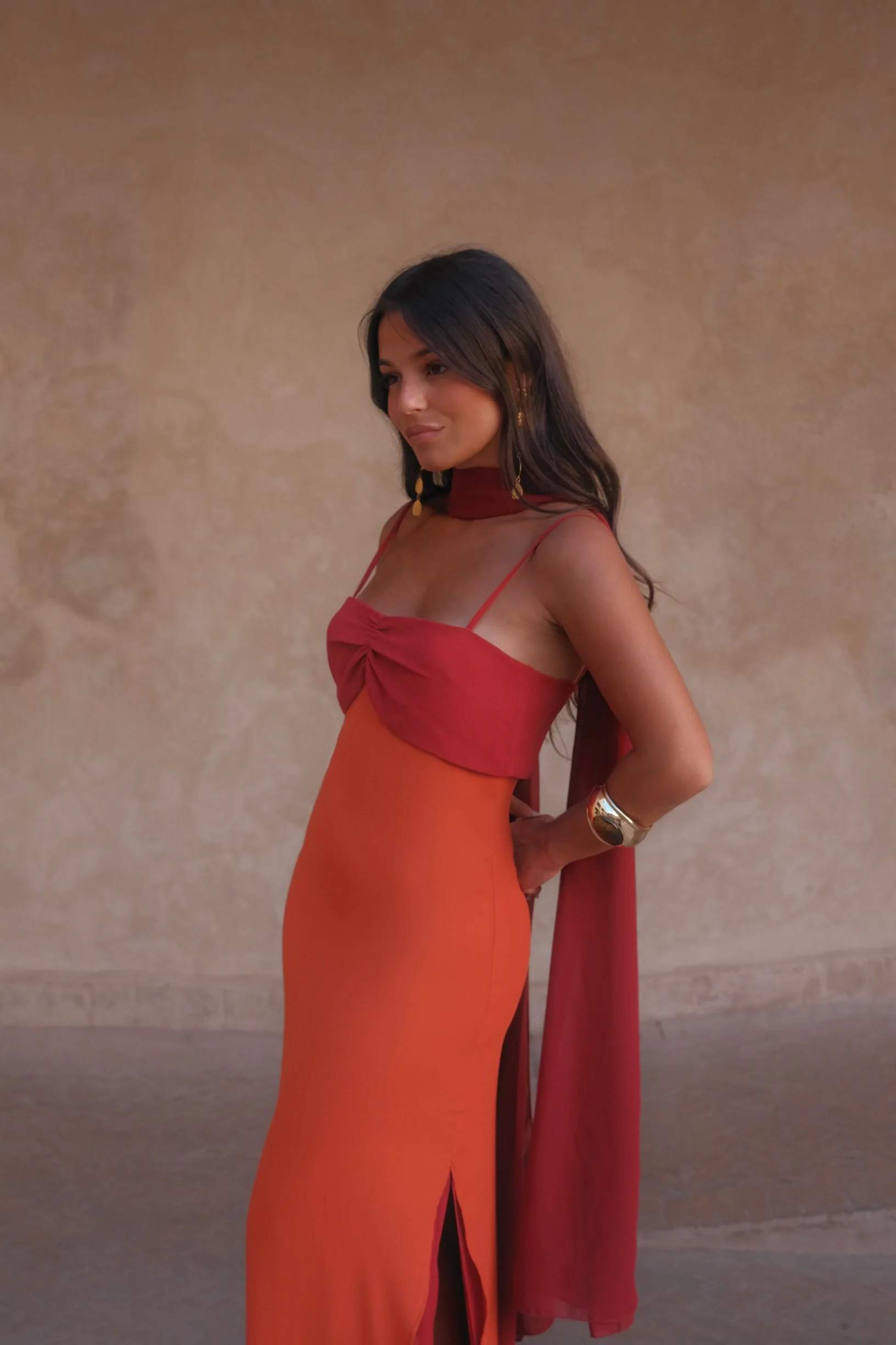 Zahara Dress in Orange and Red - Image 12