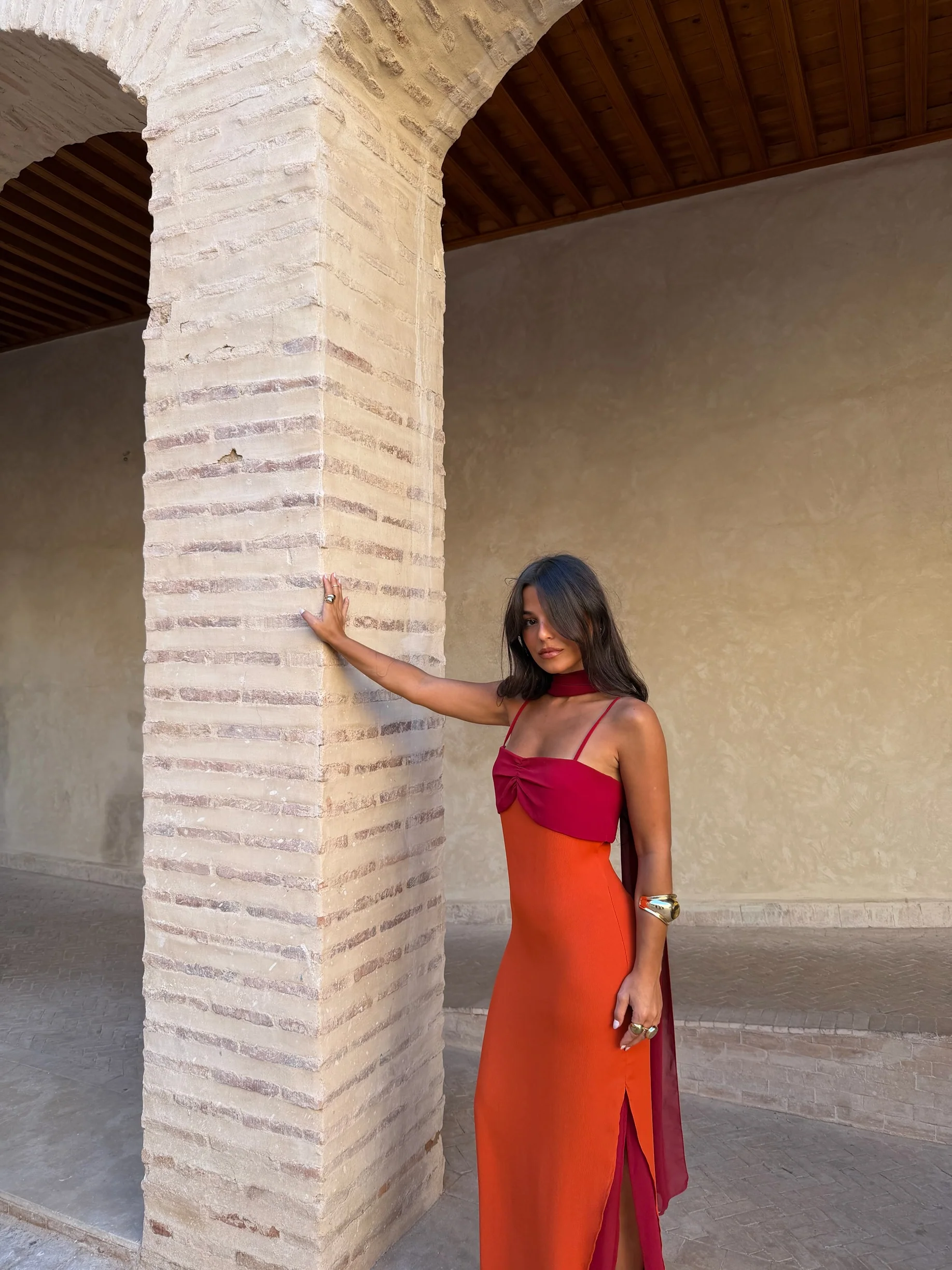 Zahara Dress in Orange and Red - Image 13