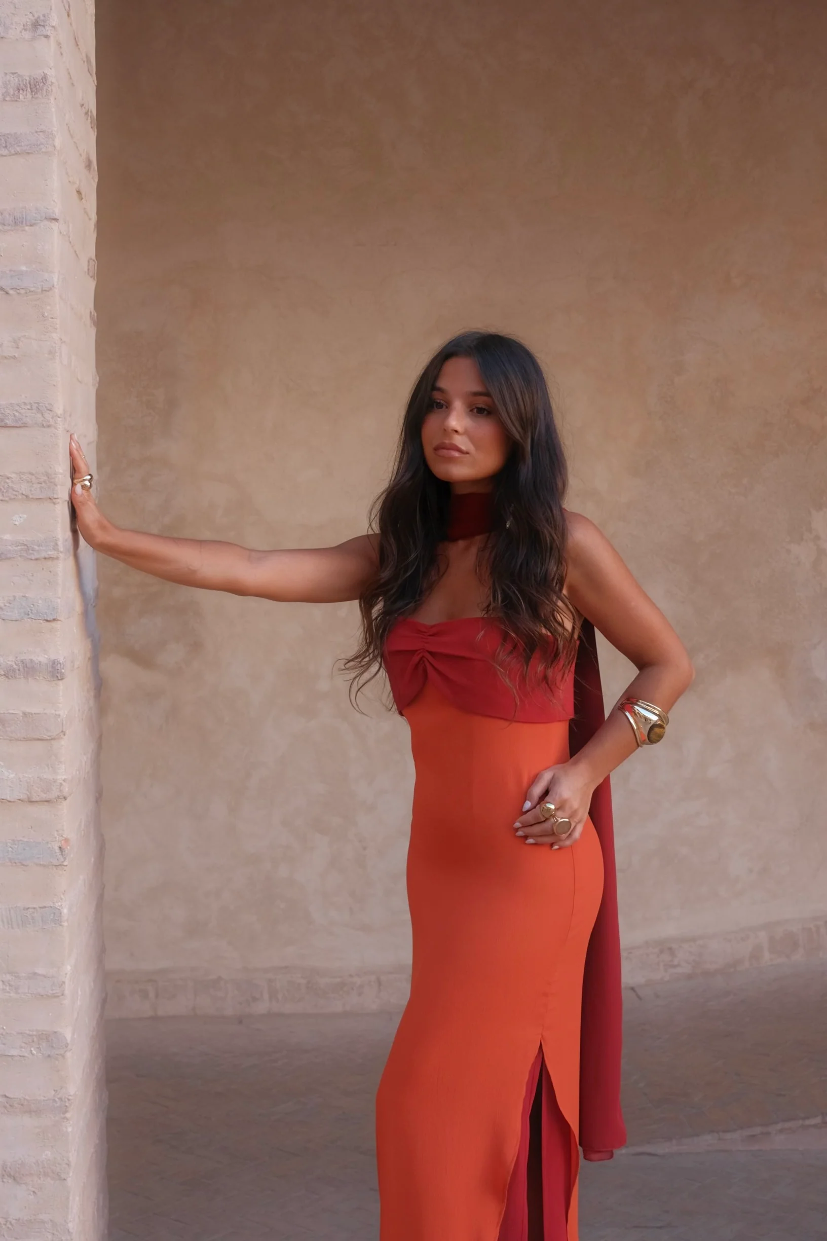 Zahara Dress in Orange and Red - Image 14