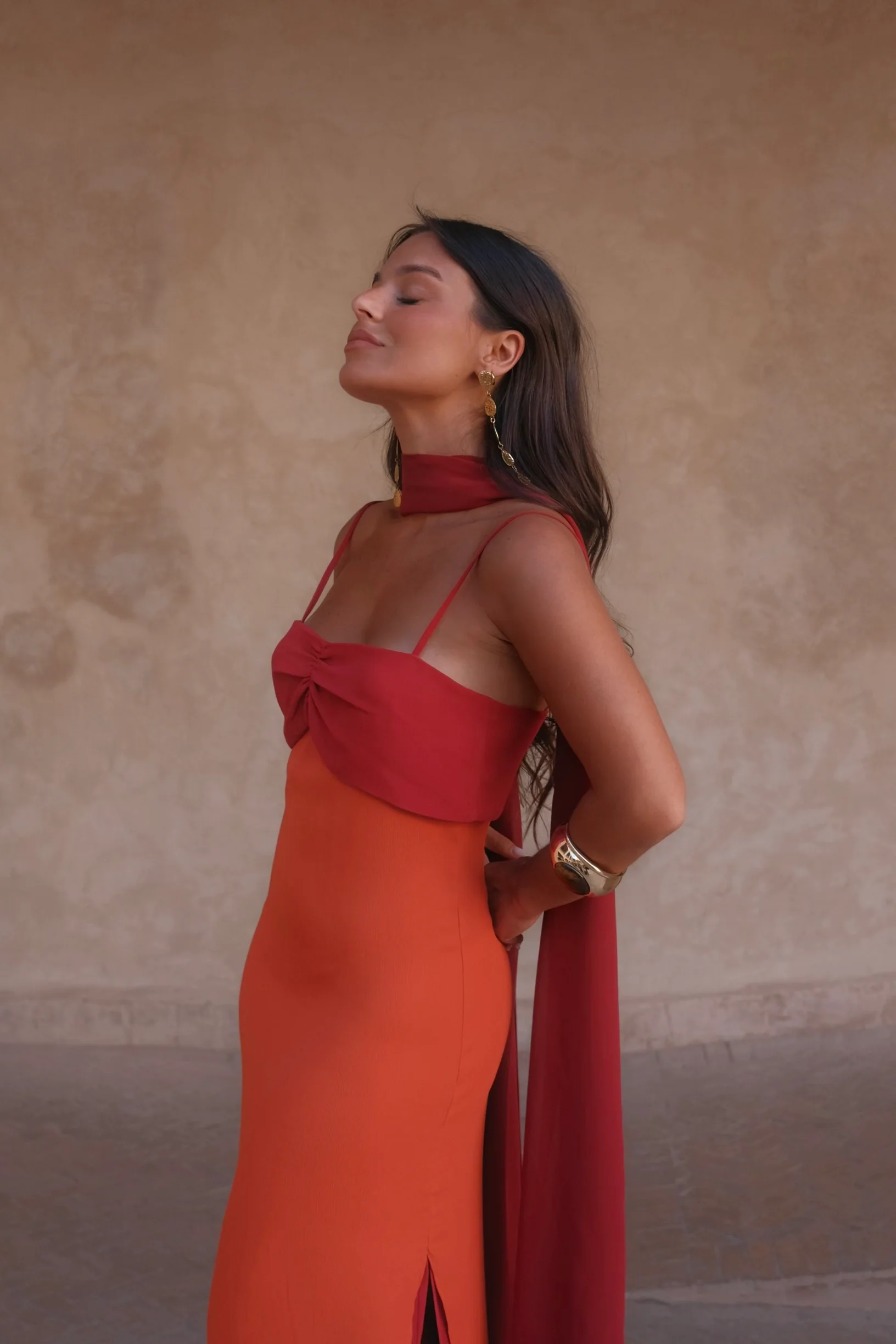 Zahara Dress in Orange and Red - Image 4