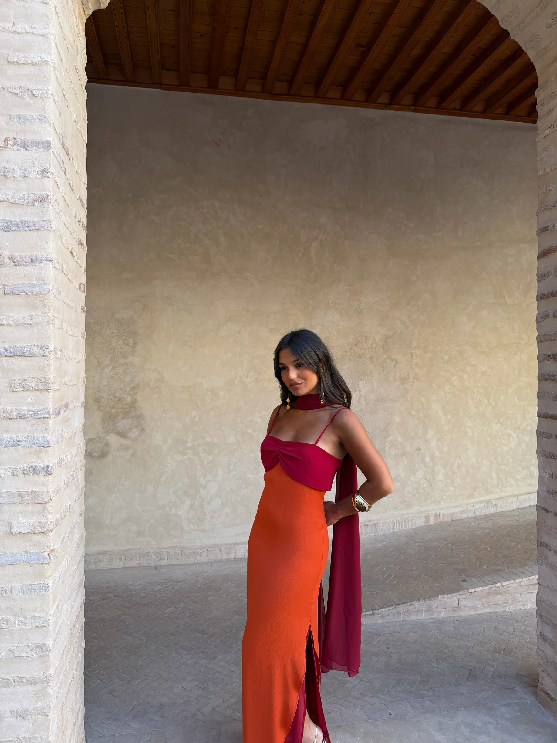 Zahara Dress in Orange and Red - Image 5