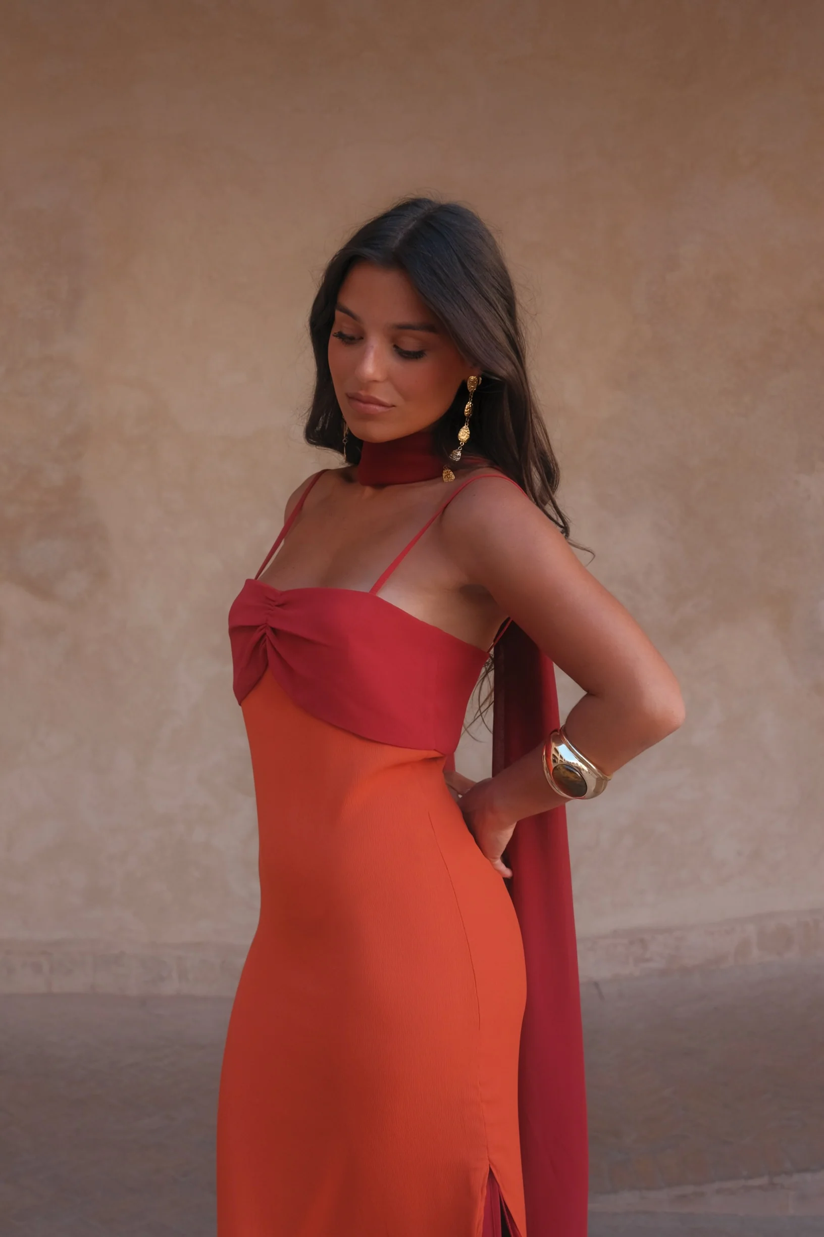 Zahara Dress in Orange and Red - Image 7