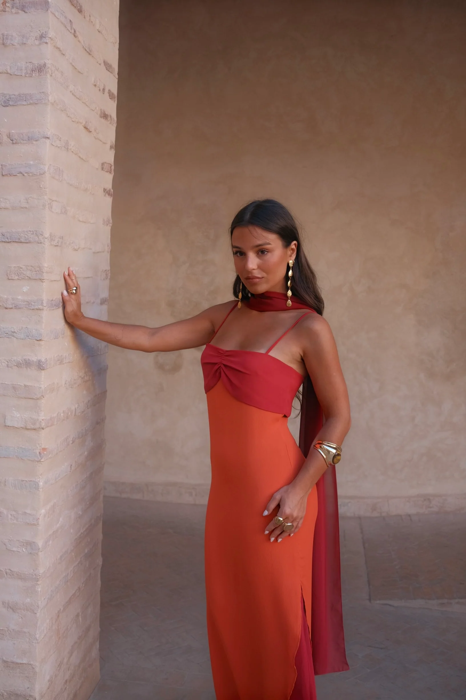 Zahara Dress in Orange and Red - Image 9